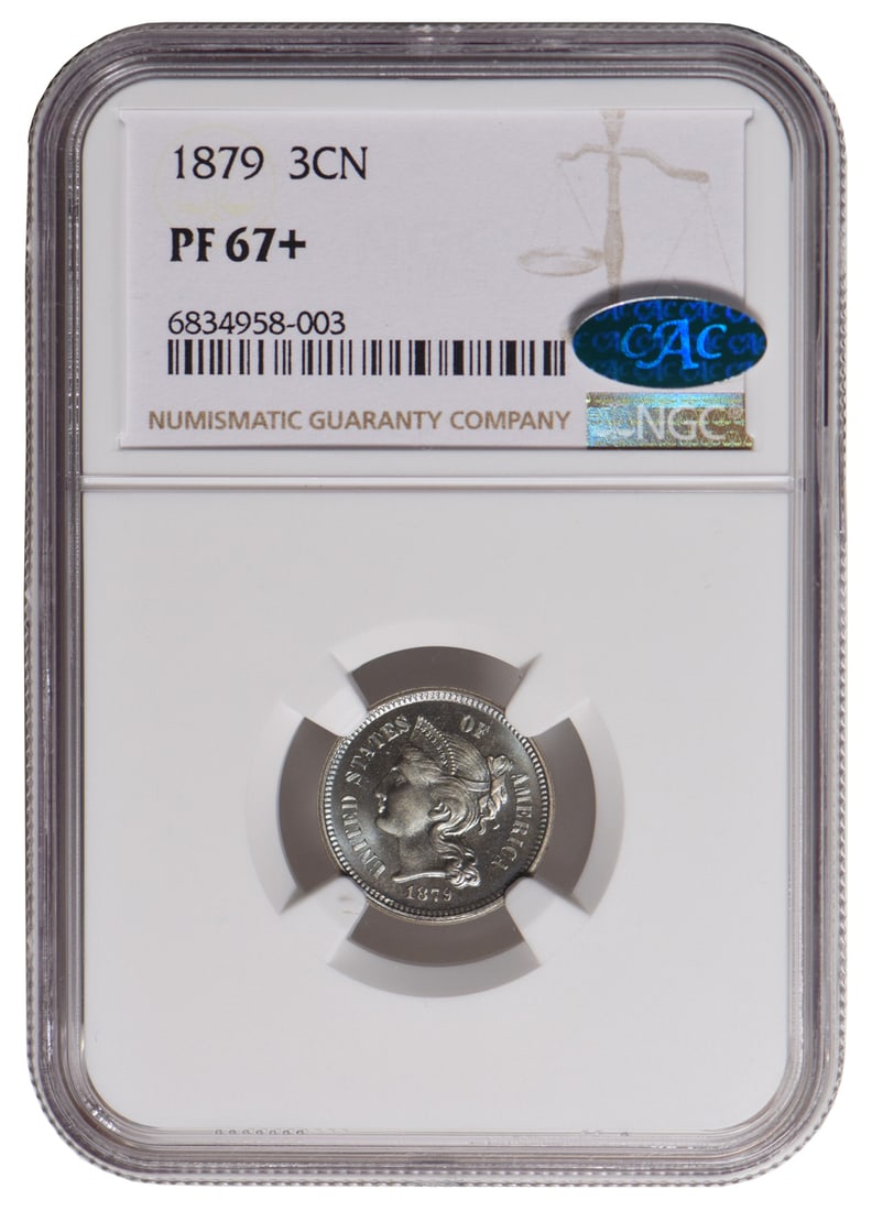 1879 Three Cent Nickel NGC PF67 CAC: One 1879 Three Cent Nickel NGC PF67 CAC.