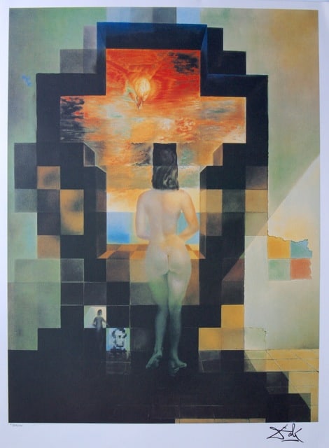 Salvador Dali Abraham Lincoln Dalivision Lithograph: Salvador Dali limited edition lithograph titled “Homage to Lincoln Dalivision”. It’s complete title is “Gala Contemplating the Mediterranean Sea Which at Twenty Meters Becomes the Portrait