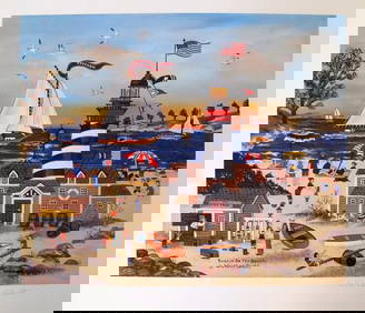 Jane Wooster Scott Beacon On The Beach Hand Signed Limited Ed. Lithograph (1 of 1)