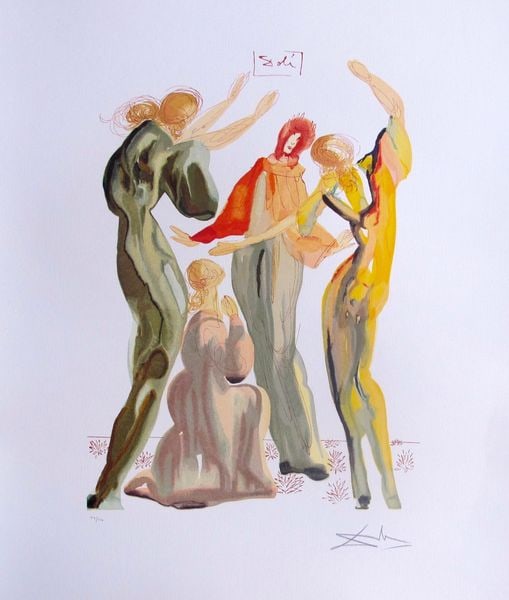 Salvador Dali Le Danse Lithograph: Salvador Dali lithograph titled "LE DANSE". Made on archival quality paper, facsimile signed and pencil numbered from an edition of 500. Image measures 14 inches x 19 inches on 19.5 inches x 25 inches