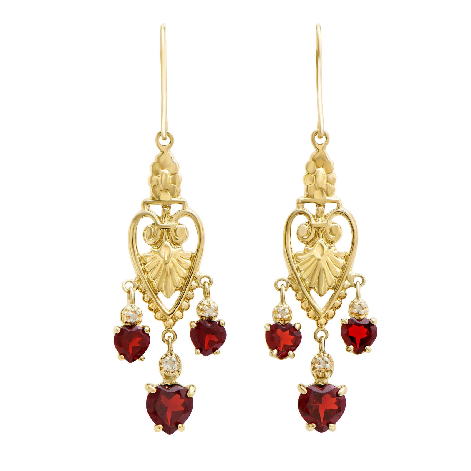 Plated 18KT Yellow Gold and Sterling Silver 2.90ctw Garnet Earrings (1 of 3)