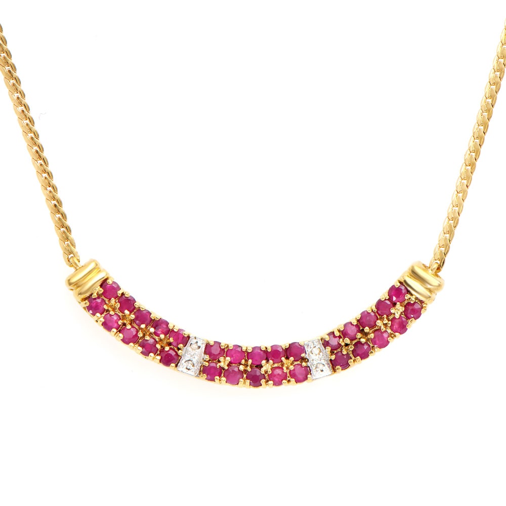 Plated 18KT Yellow Gold 2.25ctw Ruby and Diamond Pendant with Chain (1 of 2)