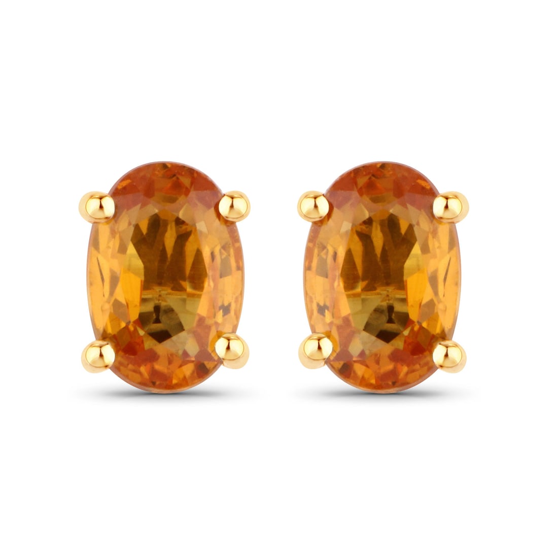 14KT Yellow Gold 1.10ctw Orange Sapphire Earrings (1 of 3)