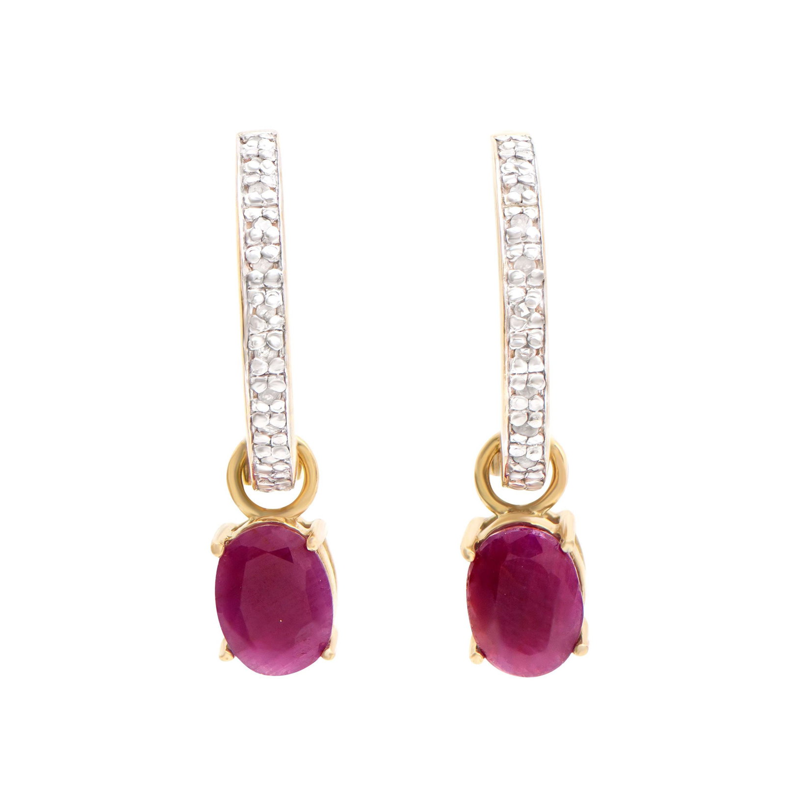 Plated 18KT Yellow Gold and Sterling Silver 3.25ctw Ruby and Diamond Earrings (1 of 3)