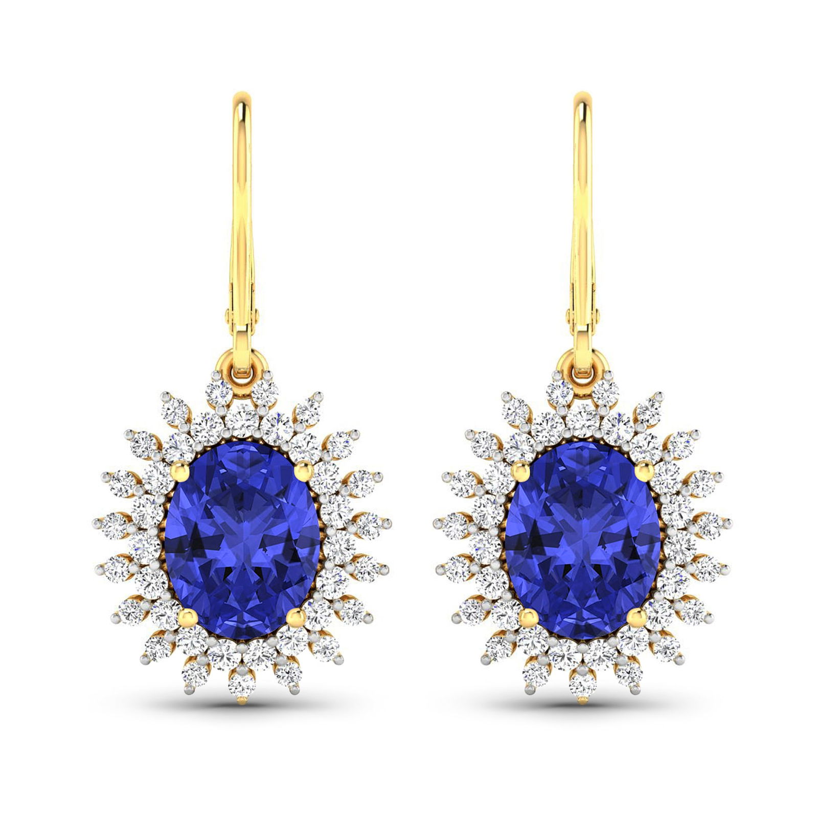 14KT Yellow Gold 2.82ctw Tanzanite and Diamond Earrings (1 of 4)