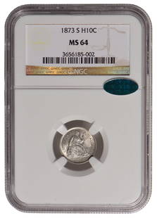1873-S Seated Liberty Half Dime NGC MS64 CAC: One 1873-S Seated Liberty Half Dime NGC MS64 CAC.