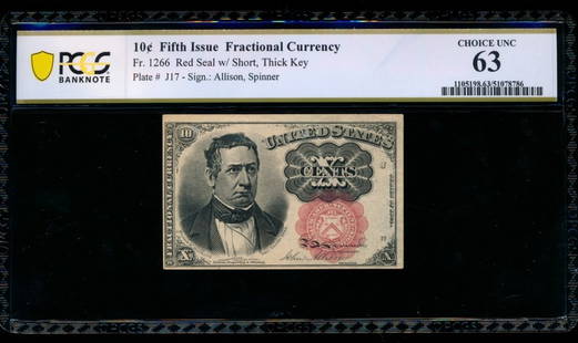 10 Cent Fifth Issue Fractional PCGS 63: One 10 Cent Fifth Issue Fractional PCGS 63.