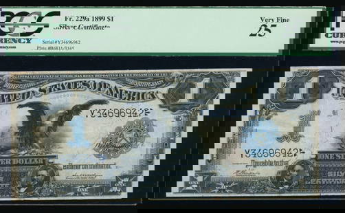 1899 $1 Black Eagle Silver Certificate PCGS 25: One 1899 $1 Black Eagle Silver Certificate PCGS 25.