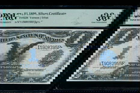 1899 $1 Black Eagle Silver Certificate PMG 65EPQ: One 1899 $1 Black Eagle Silver Certificate PMG 665EPQ.