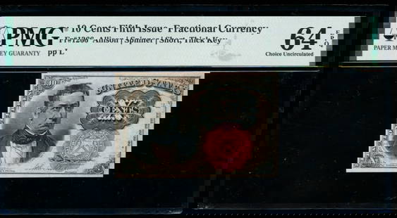 10 Cent Fifth Issue Fractional PMG 64EPQ: One 10 Cent Fifth Issue Fractional PMG 64EPQ.