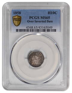 1858 Seated Liberty Half Dime PCGS MS65: One 1858 Seated Liberty Half Dime PCGS MS65.