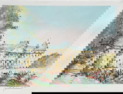 Jean Pierre Laurent Chateu Leunville Hand Signed Lithograph French Art: This is a lithograph by French artist Jean Pierre Laurent titled Chateau Leunville. This subject is hand signed by the artist and pencil numbered from an edition of 175. Image measures 16.5 inches x 2