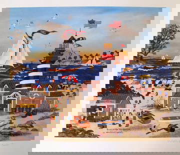 Jane Wooster Scott Beacon On The Beach Hand Signed Limited Ed. Lithograph: This is a Jane Wooster Scott limited edition hand signed lithograph titled BEACON ON THE BEACH. This is Pencil Hand Signed by Jane Wooster Scott. This piece is numbered from an edition of 495. Image S