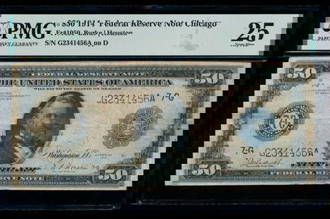 1914 $50 Chicago FRN PMG 25: One 1914 $50 Chicago FRN PMG 25.