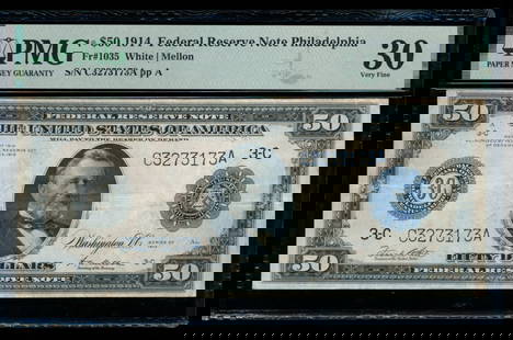 1914 $50 Philadelphia FRN PMG 30: One 1914 $50 Philadelphia FRN PMG 30.