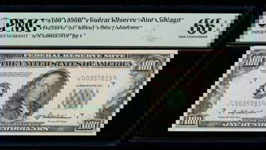 1950B $100 STAR Chicago PMG 66EPQ: One 1950B $100 STAR Chicago PMG 66EPQ.
