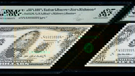 1993 $50 Richmond FRN PMG 65EPQ: One 1993 $50 Richmond FRN PMG 65EPQ.