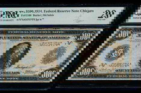 1914 $100 Chicago FRN PMG 20: One 1914 $100 Chicago FRN PMG 20.