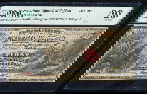 Original Series $5 Grand Rapids MI National PMG 20: One Original Series $5 Grand Rapids MI National PMG 20.