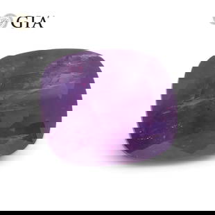 Large Rare 5.96 Ct GIA Certified Natural Sapphire: This Unheated Natural 5.96 Ct Trapiche-like Pinkish Purple Sapphire displays a brilliant cushion cut measuring 11.27 x 9.51 x 5.97 mm. Showcases a gorgeous hue and strong saturation. This stunning gem