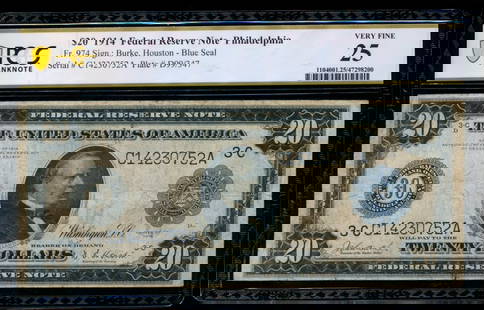 1914 $20 Philadelphia FRN PCGS 25: One 1914 $20 Philadelphia FRN PCGS 25.