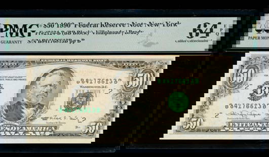 1990 $50 New York FRN PMG 64EPQ: One 1990 $50 New York FRN PMG 64EPQ.