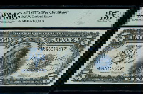 1899 $5 Chief Silver Certificate PMG 35EPQ: One 1899 $5 Chief Silver Certificate PMG 35EPQ.