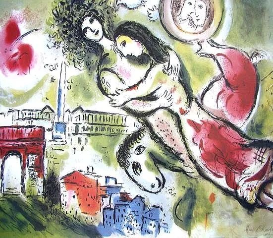 Romeo and Juliet Lithograph: Romeo and Juliet Lithograph by Marc Chagall. Litograph on archival paper, measures 23 inches x 35.5 inches. Comes with certificate of authenticity. Item comes unframed.