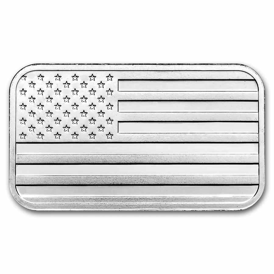 American Flag 1 oz Silver Bar: One American Flag 1 oz Silver Bar.