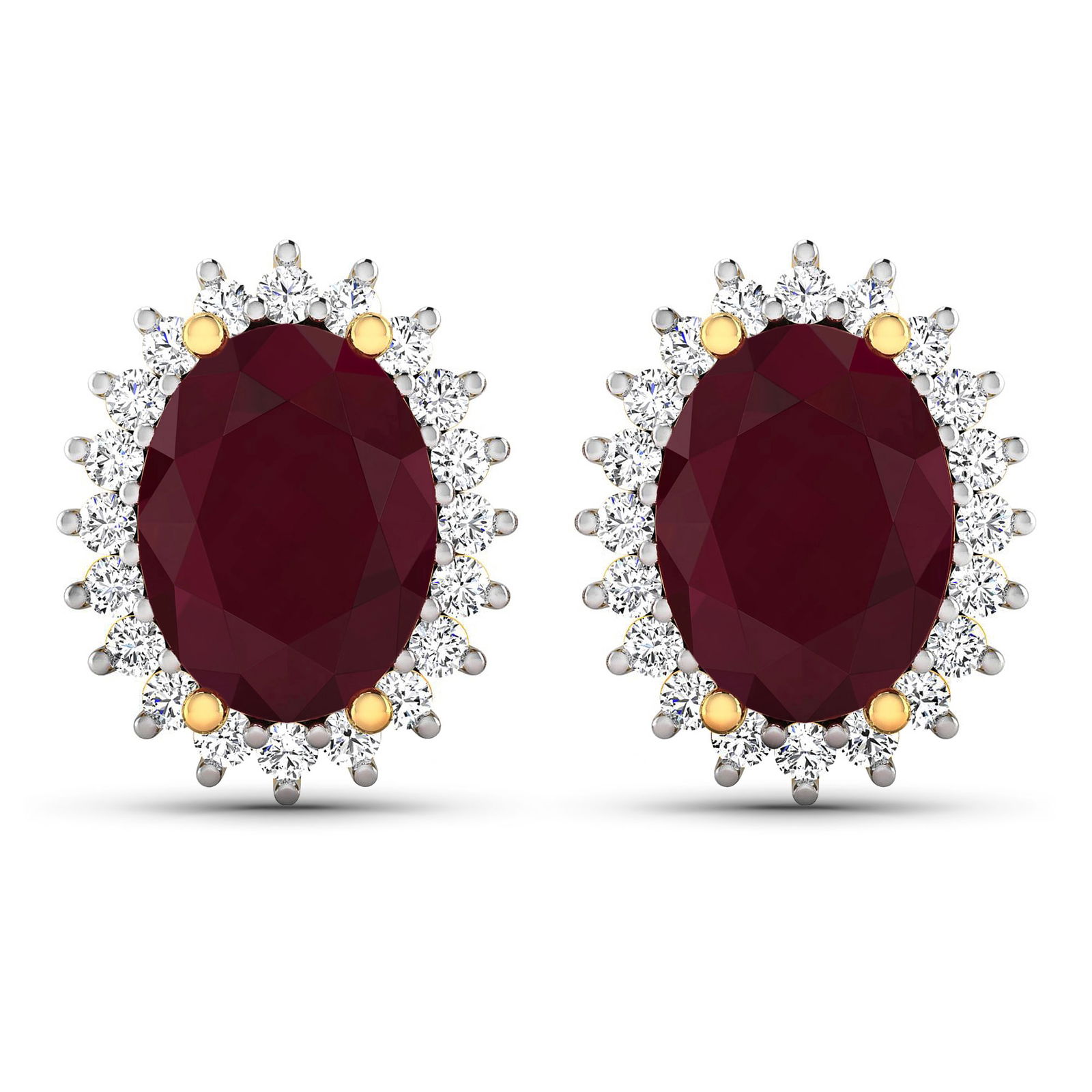14KT Yellow Gold 3.00ctw Ruby and Diamond Earrings (1 of 4)