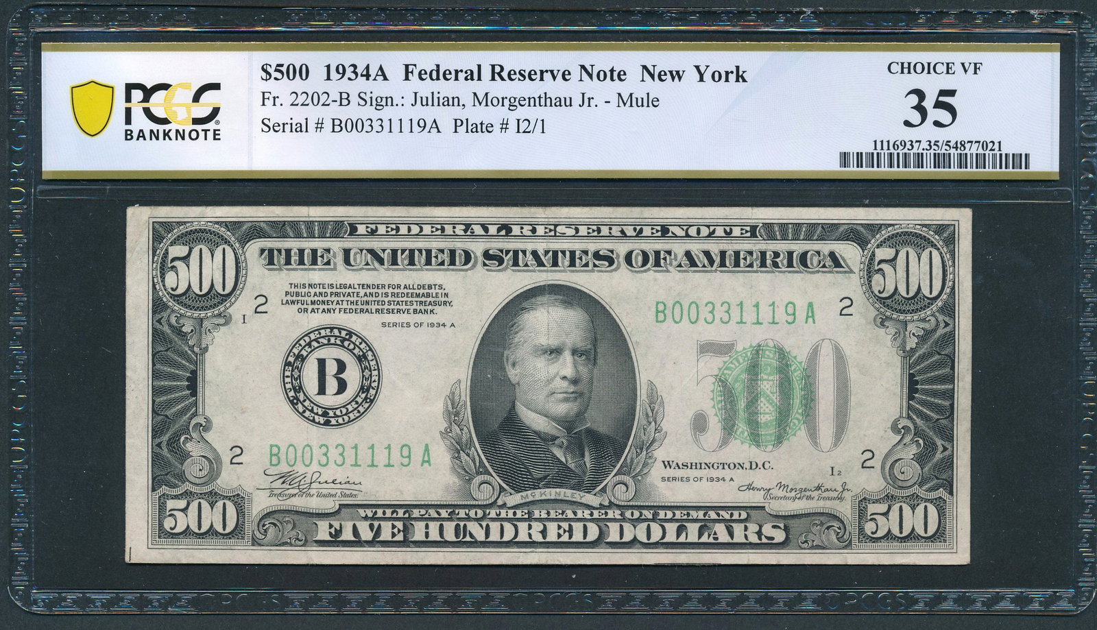1934A $500 New York FRN PCGS 35 (1 of 2)