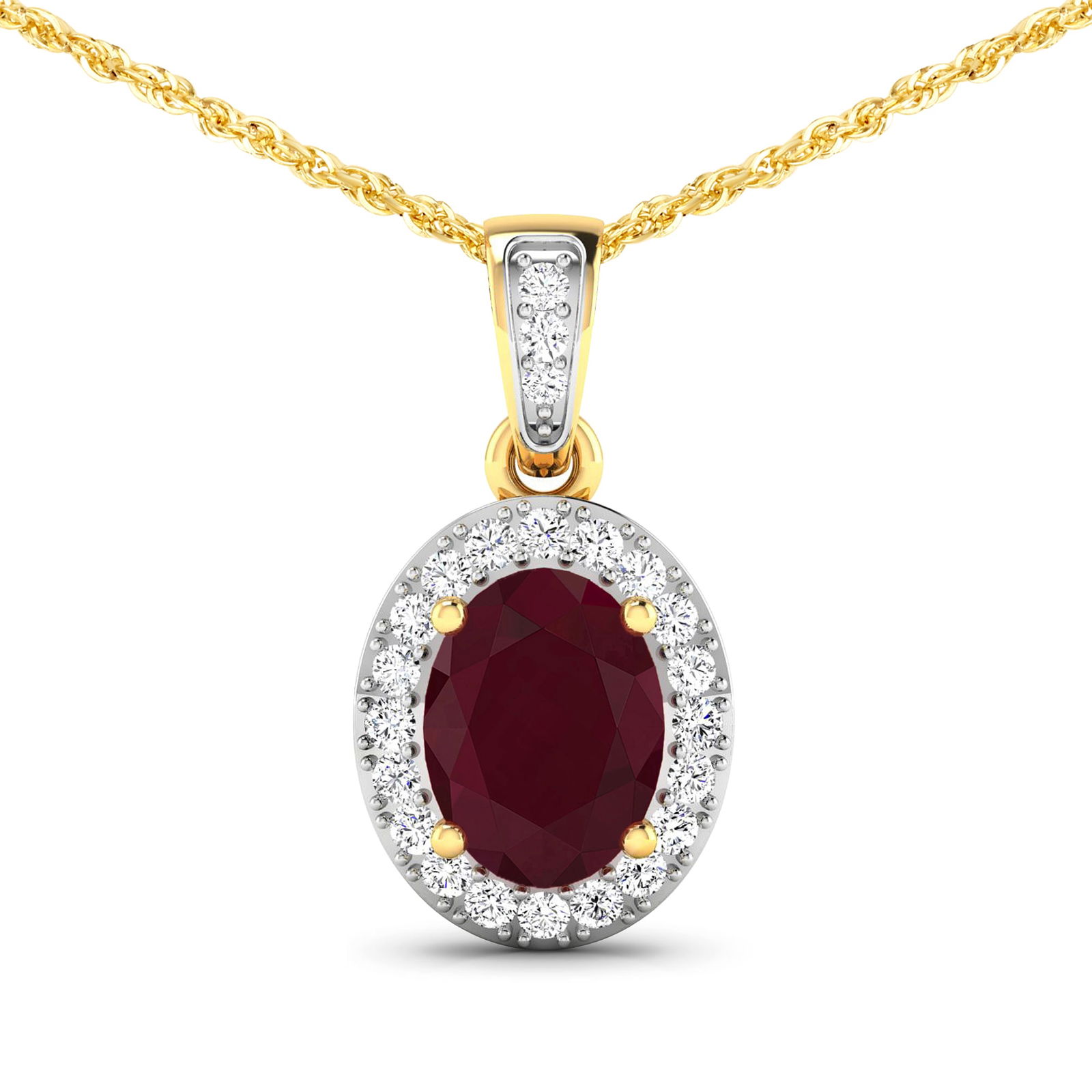14KT Yellow Gold 1.50ct Ruby and Diamond Pendant with Chain (1 of 3)