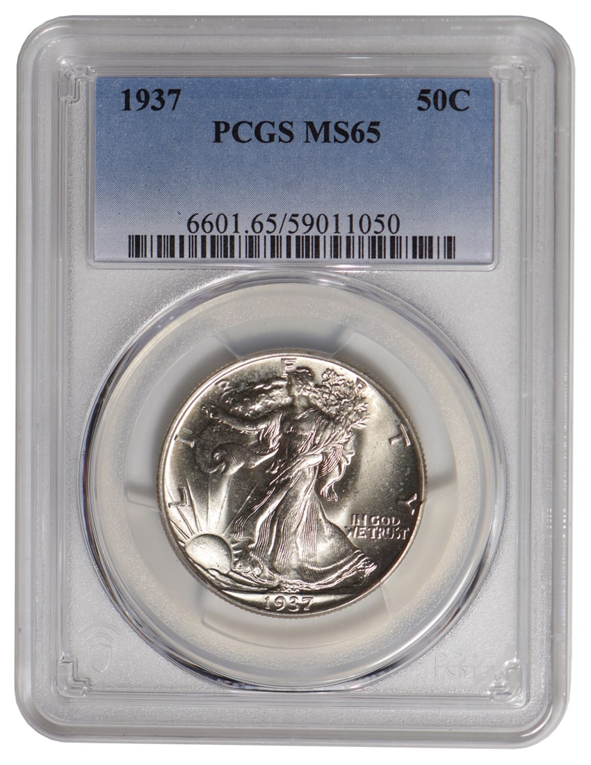 1937 Walking Liberty Half Dollar PCGS MS65: One 1937 Walking Liberty Half Dollar PCGS MS65.