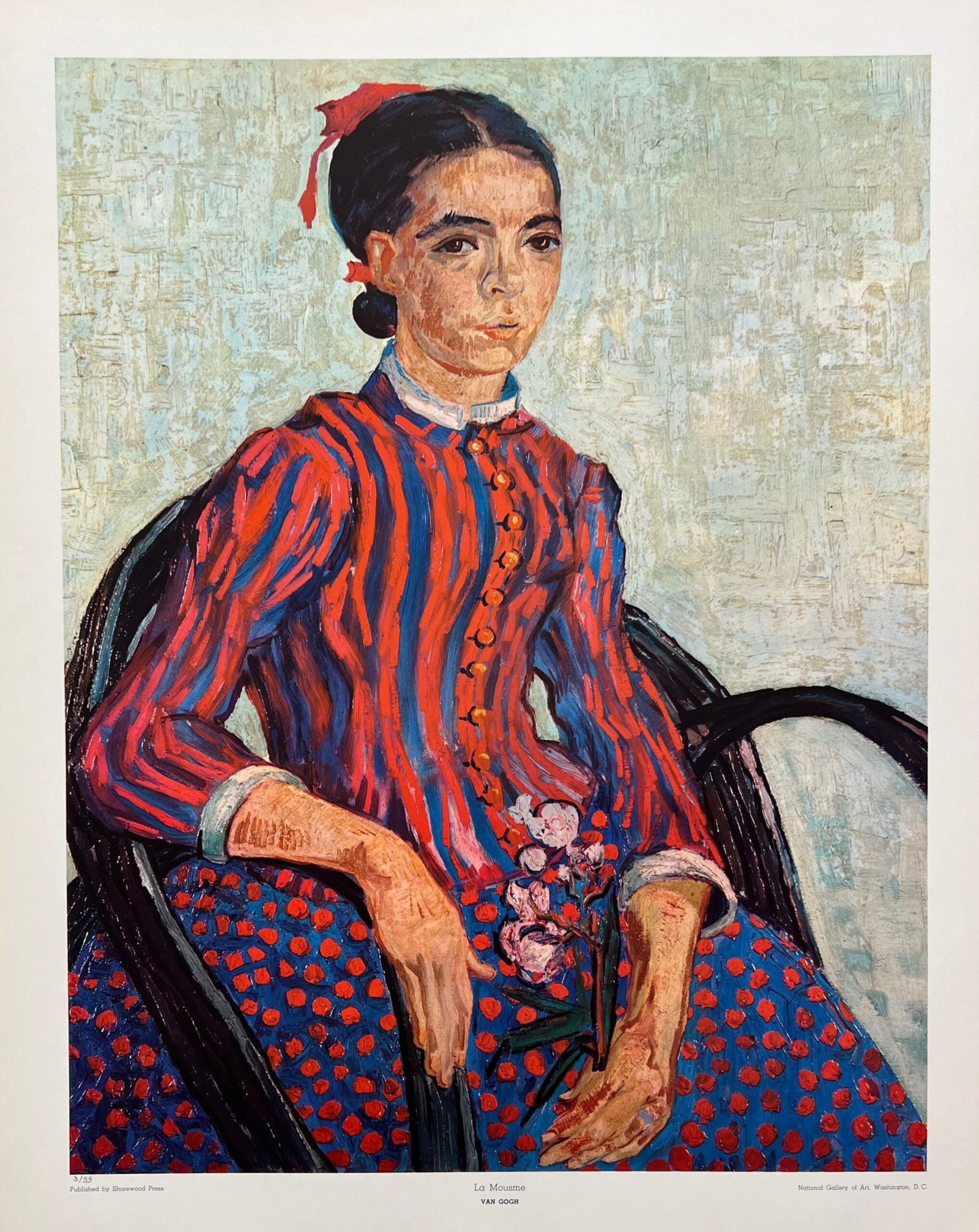 Vincent Van Gogh LA MOUSME 1960 Limited Edition Lithograph by SPADEM: This is a Vincent Van Gogh lithograph titled “LA MOUSME”. Paper measures 29? x 23?. Image measures 24? x 19?. Pencil numbered from a limited edition of 99. Published in 1960 by Shorewood Publi