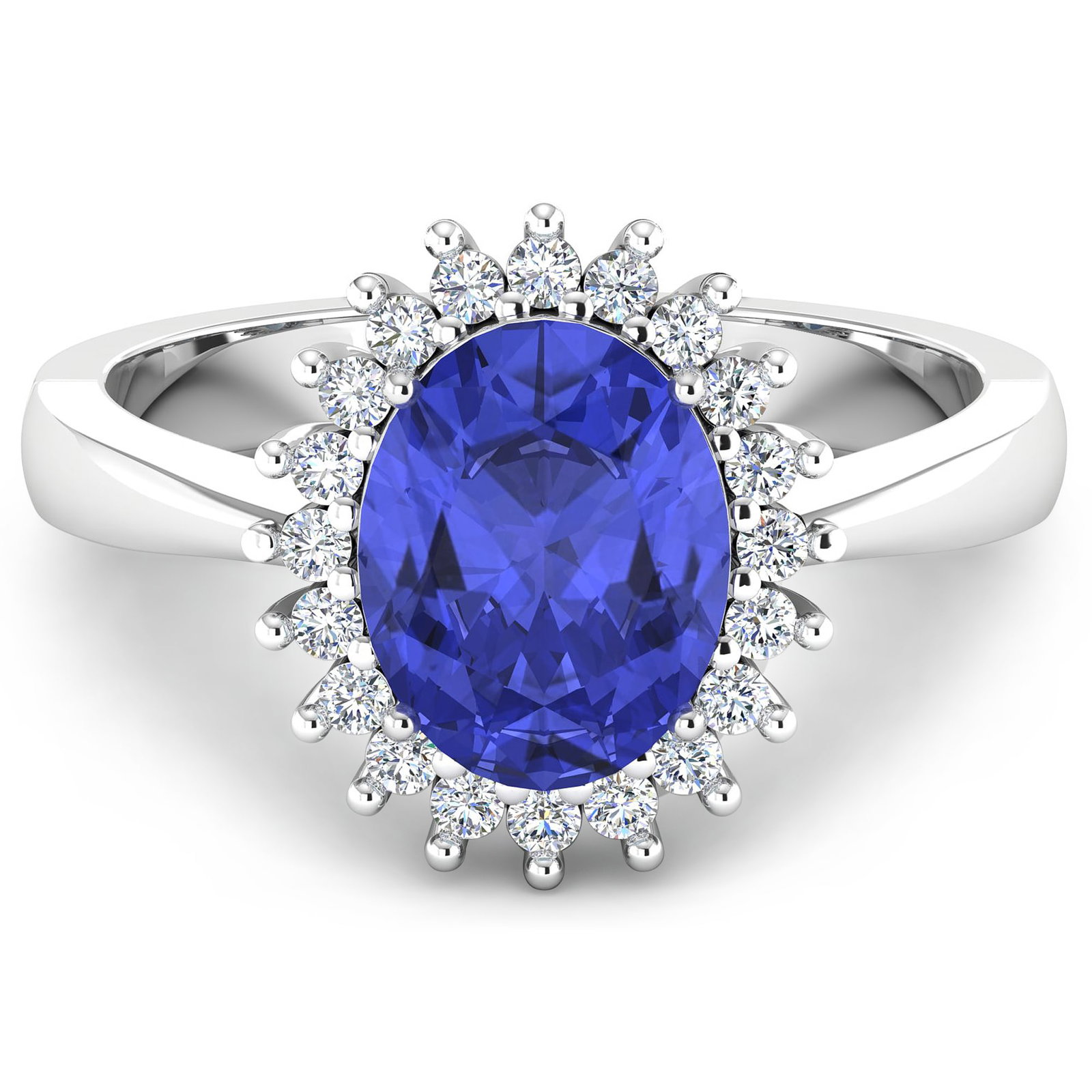 14KT White Gold 1.09ct Tanzanite and Diamond Ring: Tanzanite (AA+) Oval 8x6mm - 1Pc + White Diamond F/C Round 1.40mm - 17Pcs (I1-I2/I color). Total weight of gemstone is 1.09cts. Total weight of Diamonds is 0.19cts. Total weight of this ring is 3.25 g