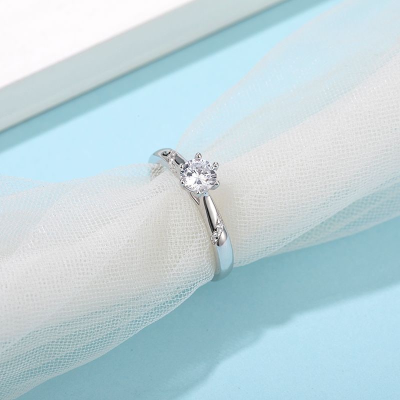 Sparkling Fire Moissanite Solid Silver Ring - 4