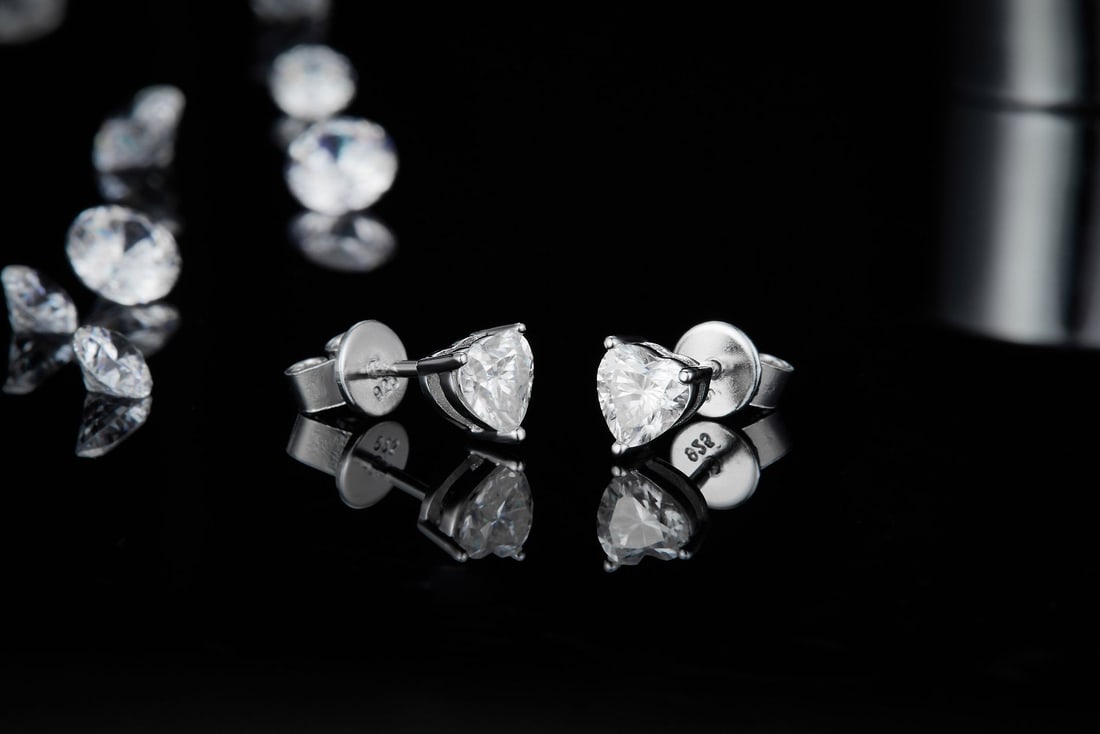 Sparkling Fire Moissanite Solid Silver Earrings - 2