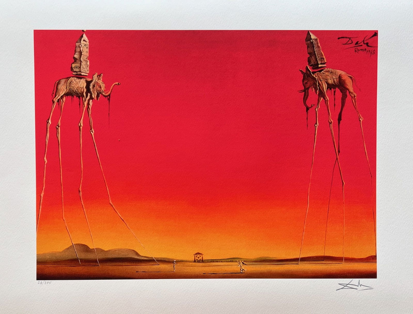 Salvador Dali LES ELEPHANTS Facsimile Signed Numbered Giclee: This is a limited edition giclee titled “LES ELEPHANTS” by Salvador Dali. This piece is facsimile signed on the lower right. Pencil numbered from an edition of 375. Paper measures 17? x 24?. I