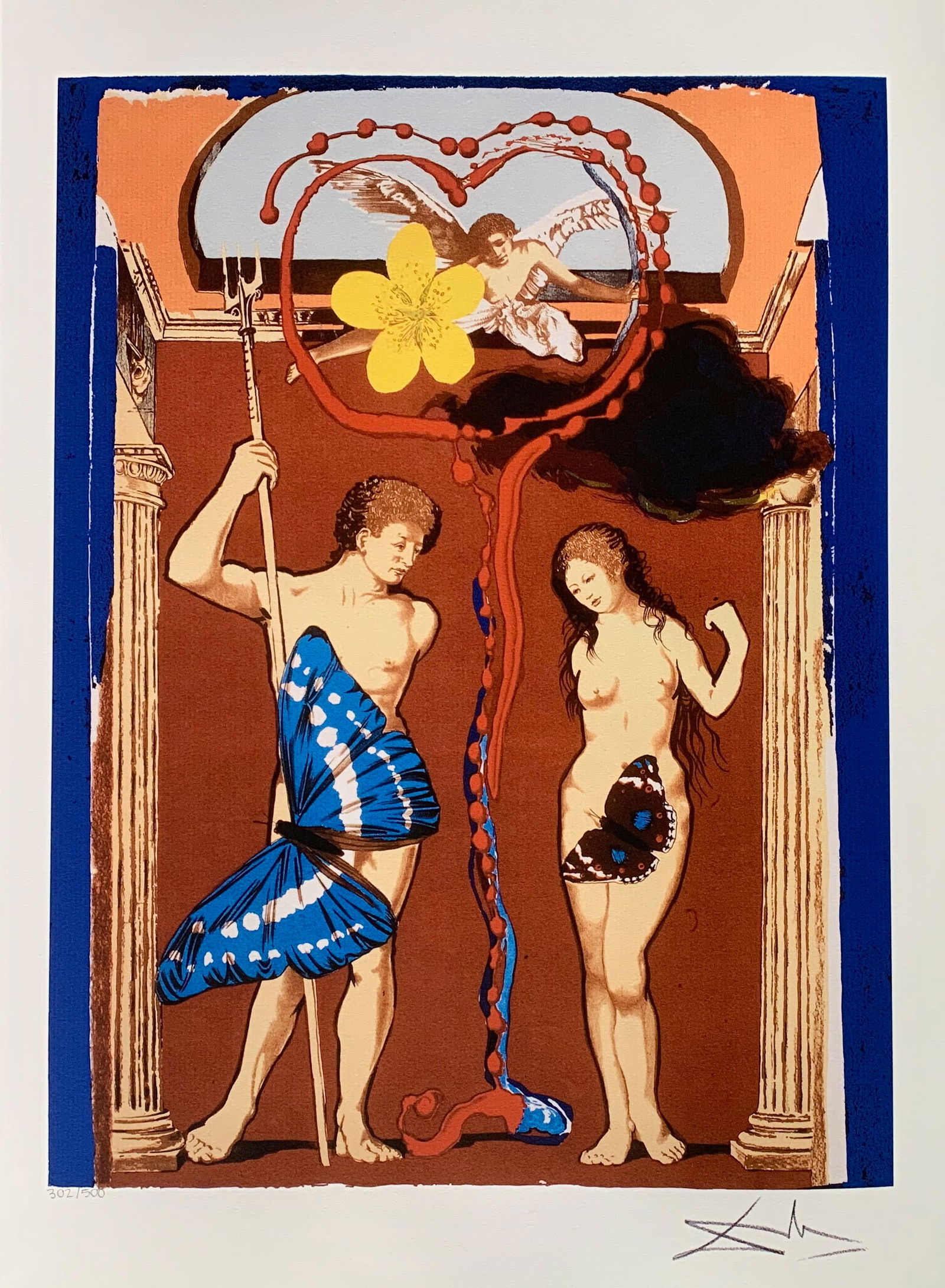 Salvador Dali ADAM & EVE Facsimile Signed Limited Edition Giclee: This is a limited edition giclee titled “ADAM & EVE” by Salvador Dali. This piece is facsimile signed on the lower right. Pencil numbered from an edition of 375. Paper measures 17? x 24?. Imag