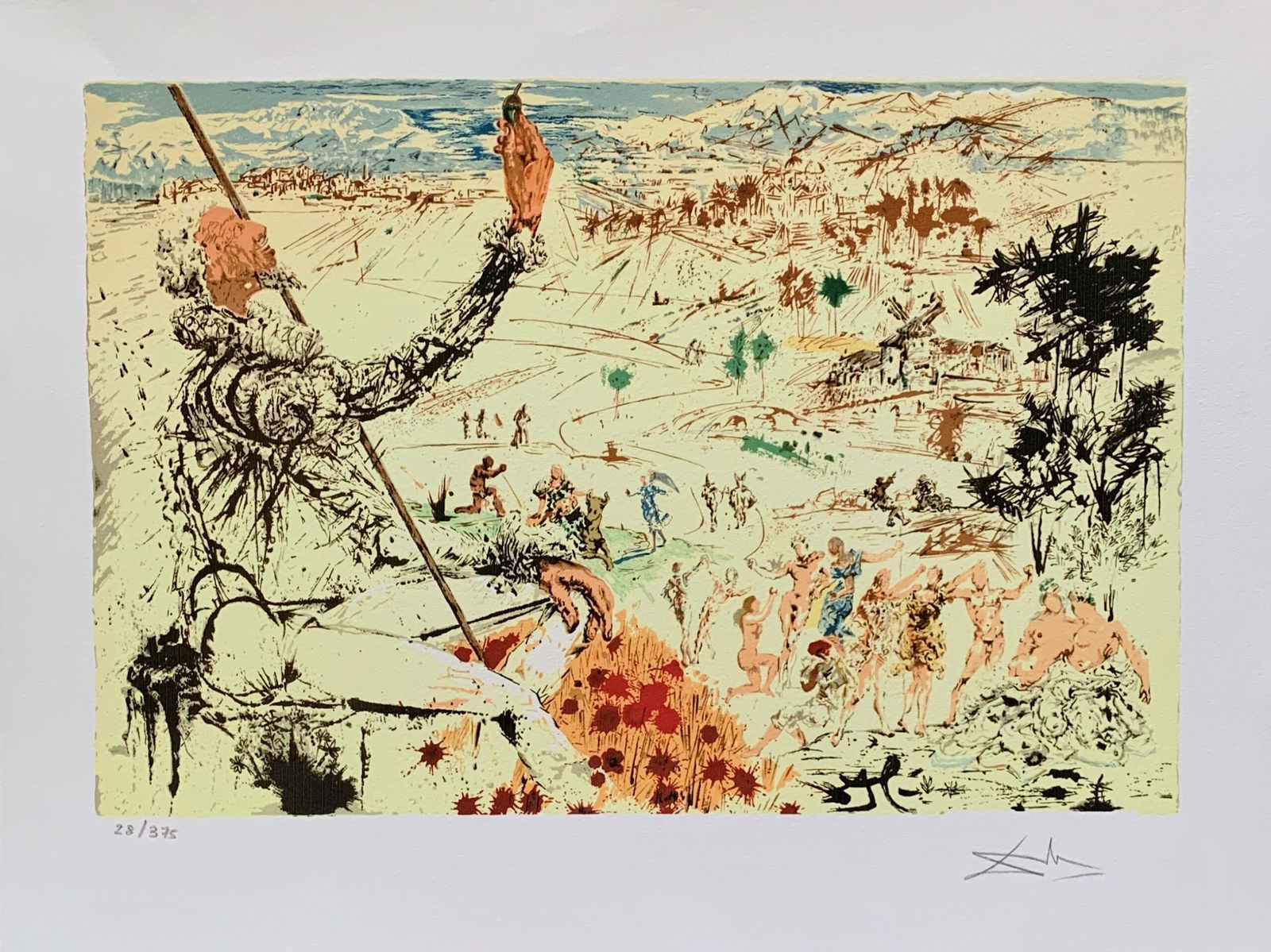 Salvador Dali DON QUIXOTE LA MANCHA Facsimile Signed Limited Edition Giclee: This is a limited edition giclee titled “DON QUIXOTE LA MANCHA” by Salvador Dali. This piece is facsimile signed on the lower right. Pencil numbered from an edition of 375. Paper measures 16?
