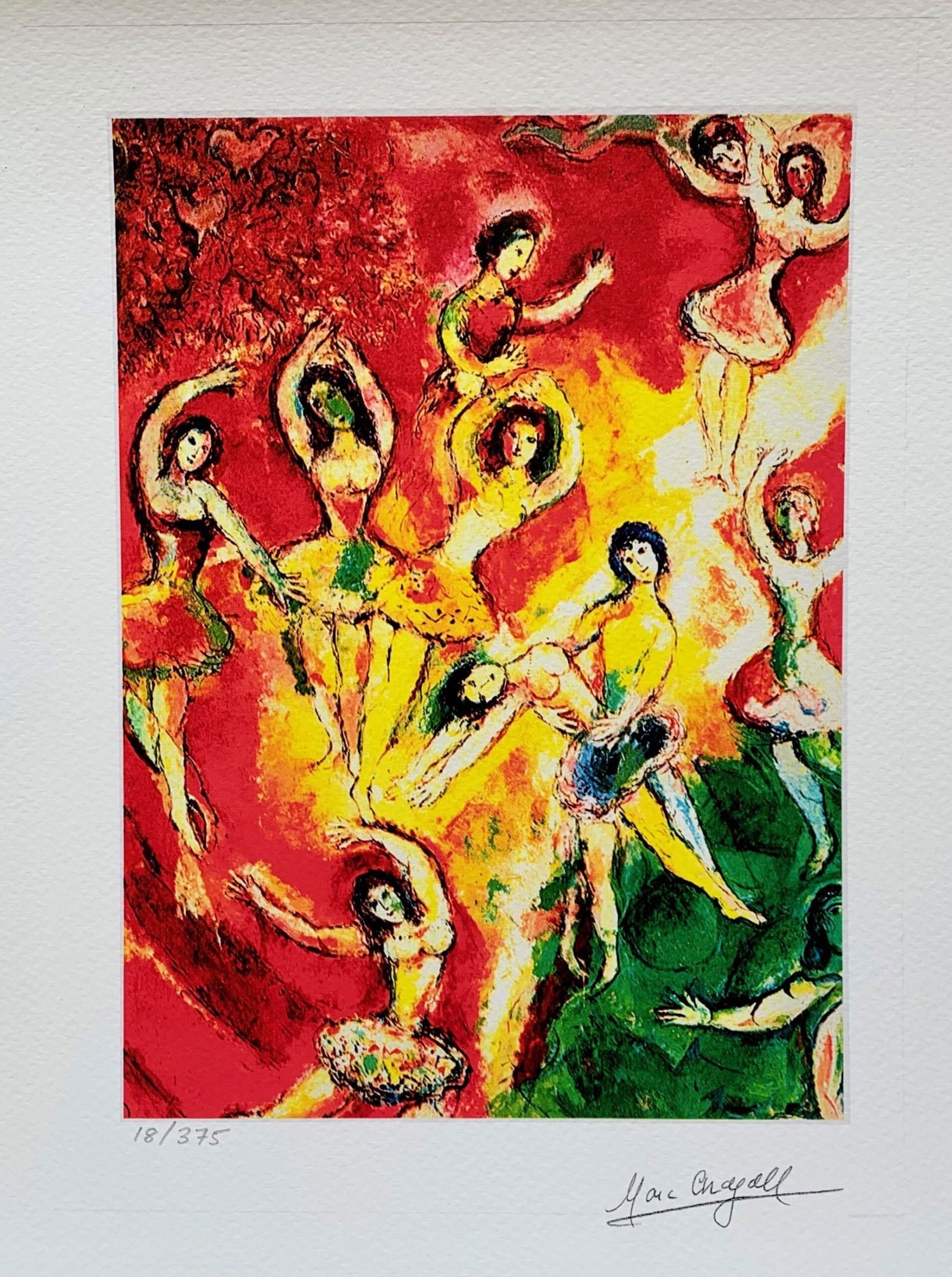 Marc Chagall FIREBIRD Limited Edition Facsimile Signed Giclee: This is a Marc Chagall limited edition extra small giclee titled “FIREBIRD”. This giclee is facsimile signed on the lower right and is pencil numbered on the lower left from an edition of 375.