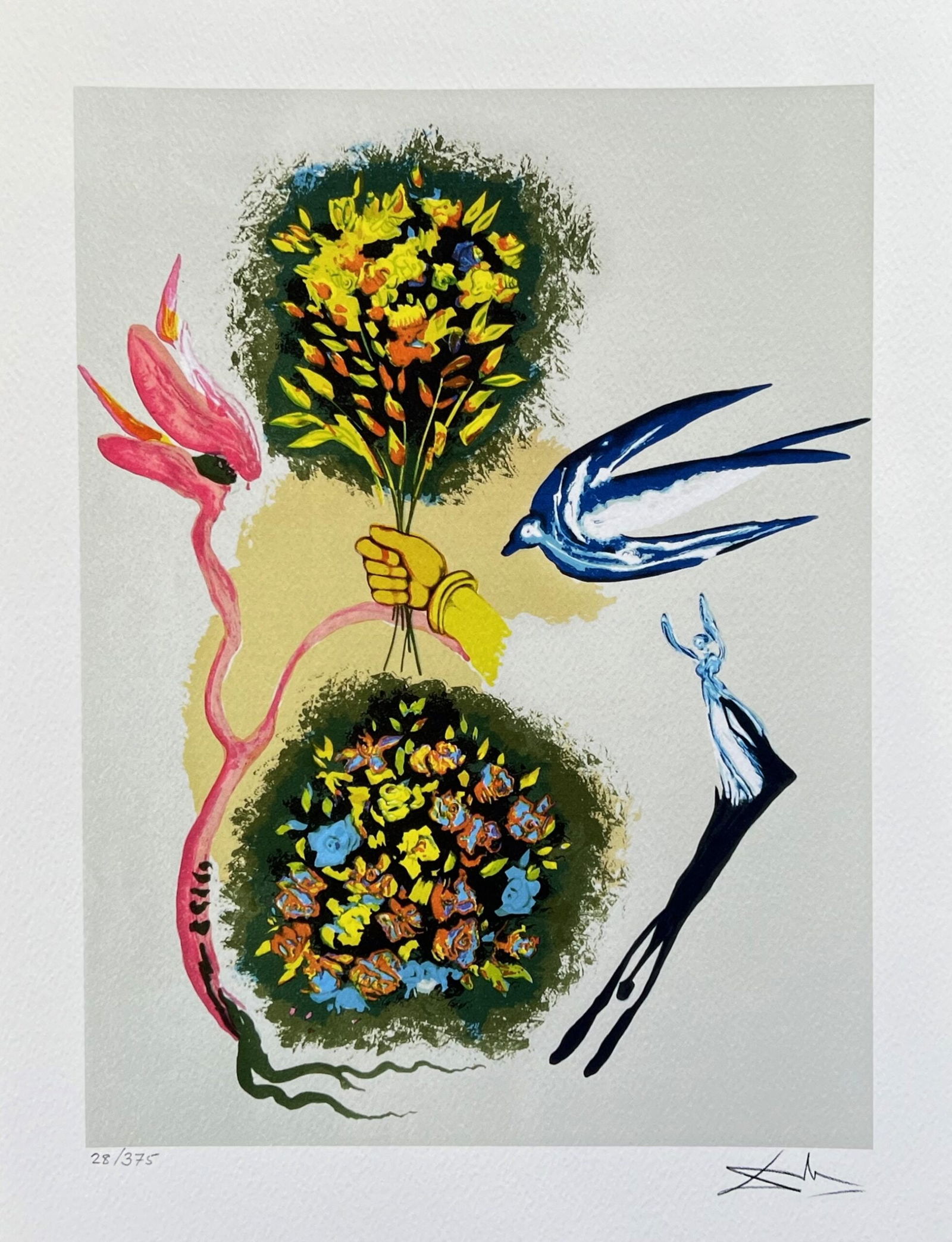 Salvador Dali APPARITION OF THE ROSE Facsimile Signed & Numbered Giclee: This is a limited edition giclee titled “Apparition of the Rose” by Salvador Dali. This piece is facsimile signed on the lower right. Pencil numbered from an edition of 375. Paper measures 16?