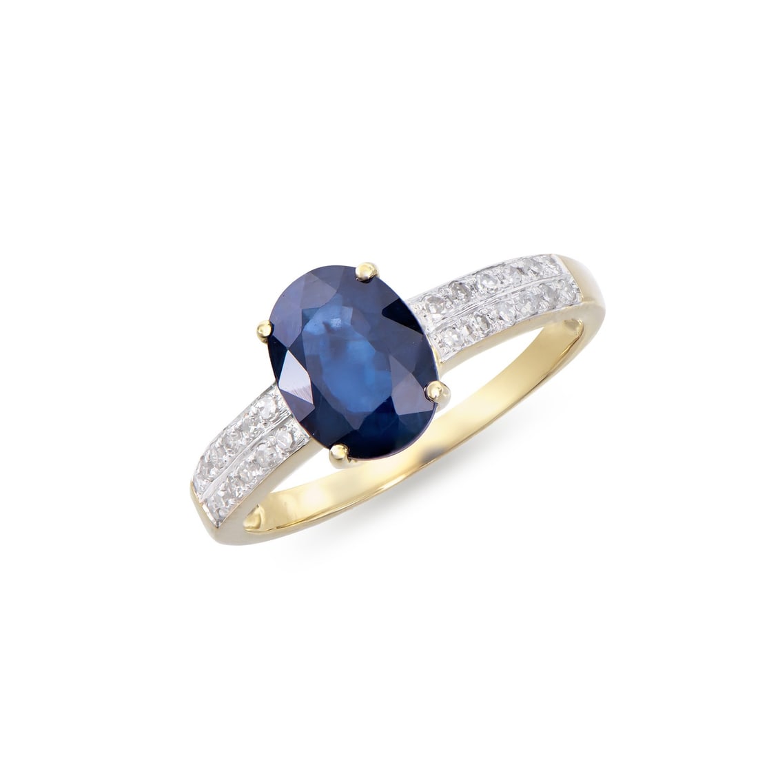 14KT Yellow Gold 2.05ct Blue Sapphire and Diamond Ring (1 of 4)