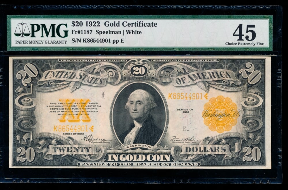 1922 $10 Gold Certificate PMG 45 (1 of 2)