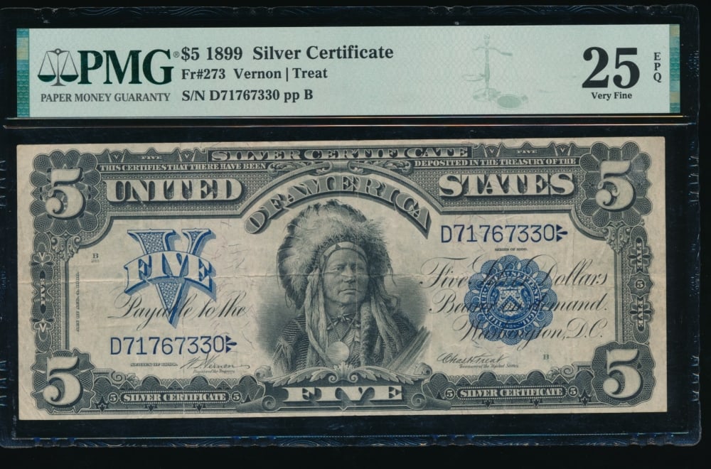 1899 $5 Chief Silver Certificate PMG 25EPQ (1 of 2)