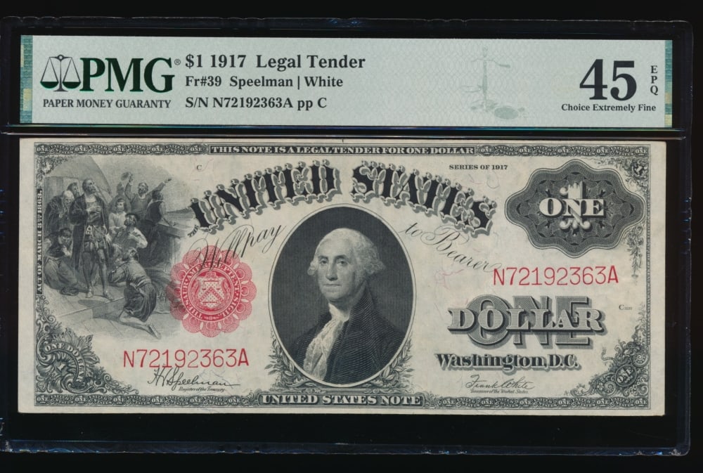 1917 $1 Legal Tender Note PMG 45EPQ (1 of 2)