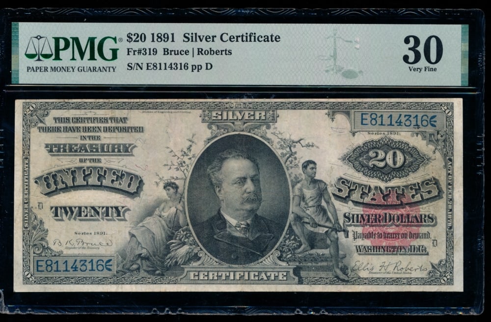 1891 $20 Silver Certificate PMG 30 (1 of 2)