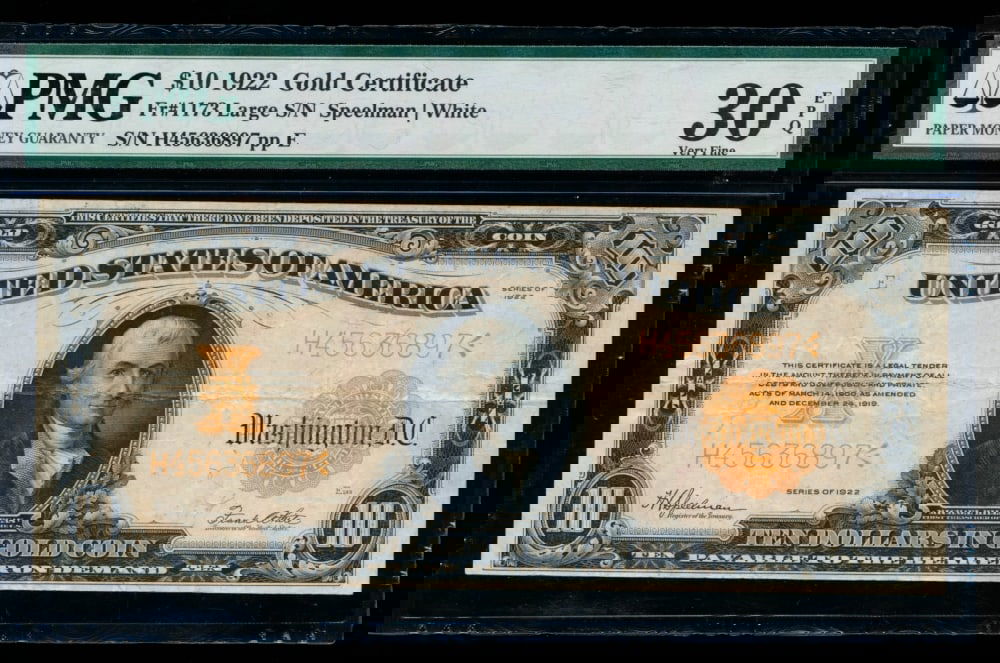 1922 $10 Gold Certificate PMG 30EPQ (1 of 2)