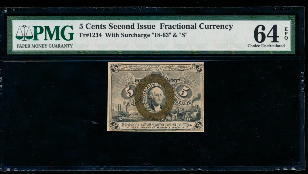 5 Cent Second Issue Fractional PMG 64EPQ (1 of 2)