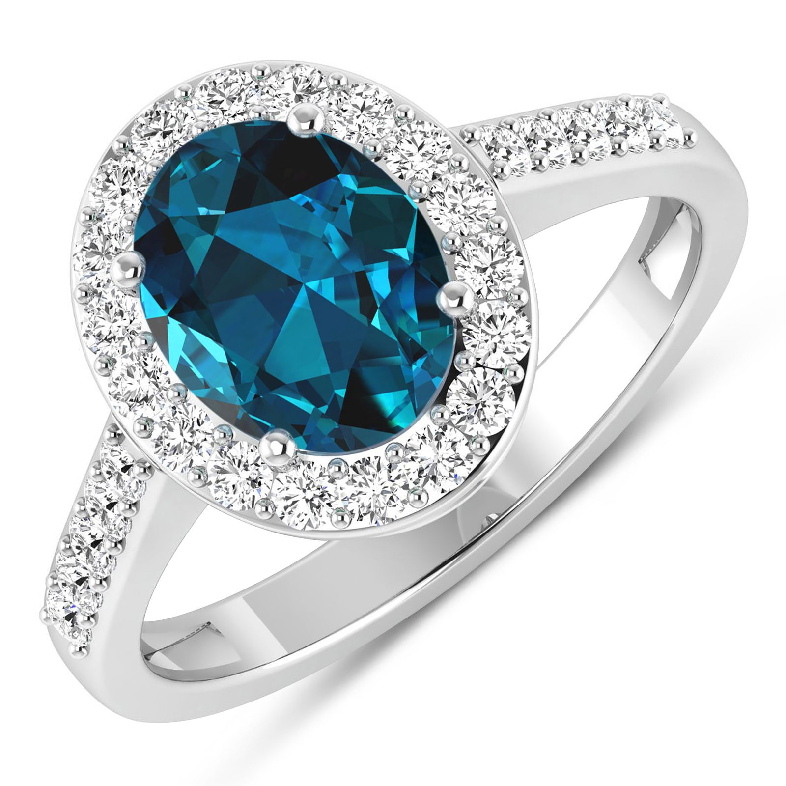 14KT White Gold 1.9ctw London Blue Topaz and Diamond Ring (1 of 4)